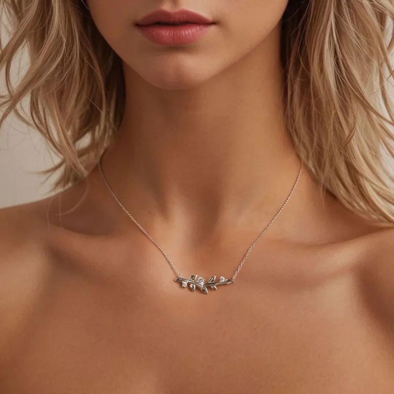 (imagine pentru) Colier Frunze Stil PANDORA - BSN391 - Vizualizare 6
