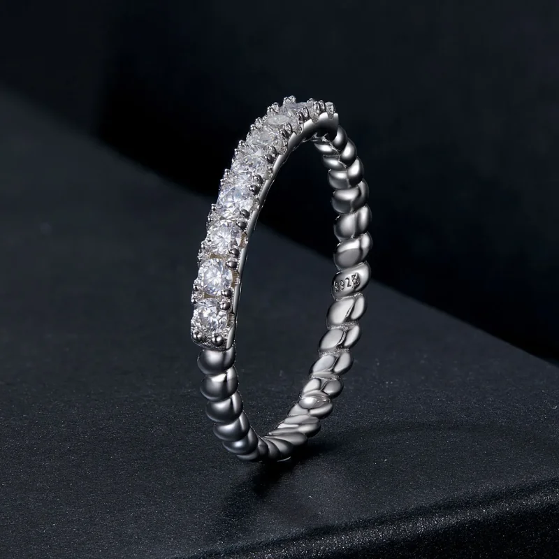 (imagine pentru) Inel texturat Moissanite Stil PANDORA (Un certificat) - MSR052 - Vizualizare 2