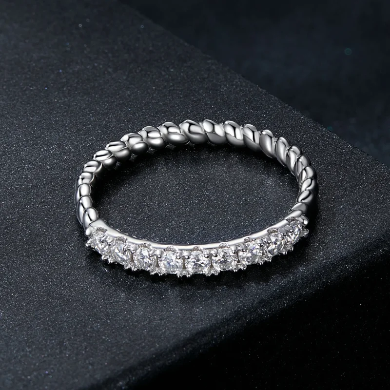(imagine pentru) Inel texturat Moissanite Stil PANDORA (Un certificat) - MSR052 - Vizualizare 3