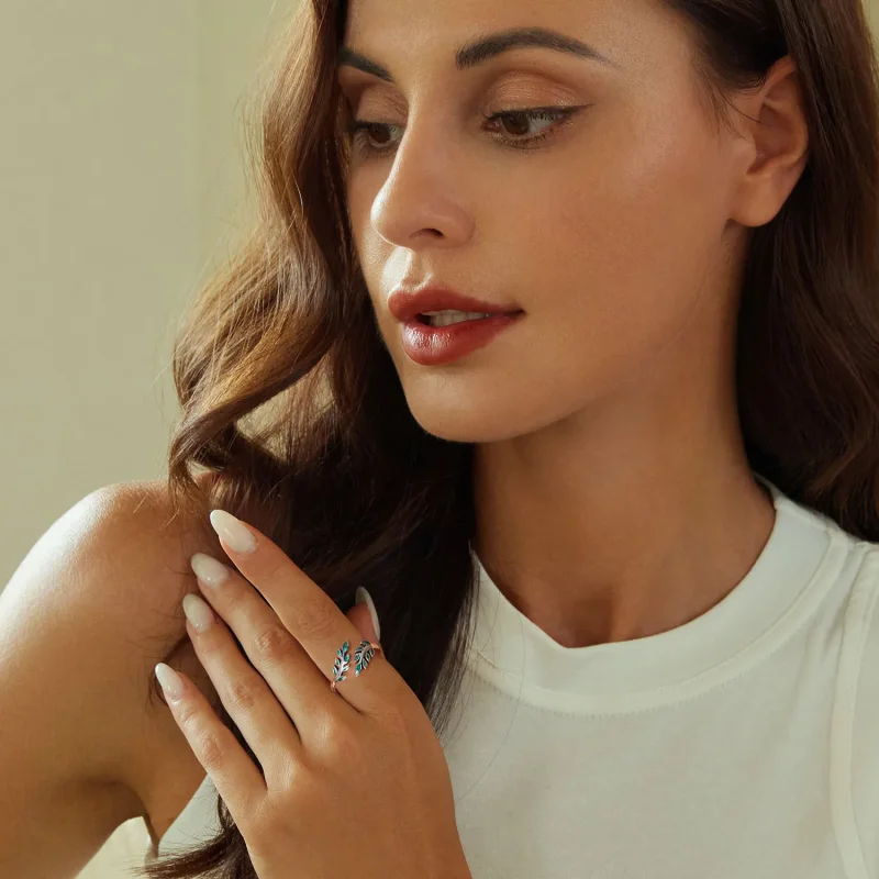 (imagine pentru) Inel deschis frunze stil PANDORA - BSR542-E - Vizualizare 7