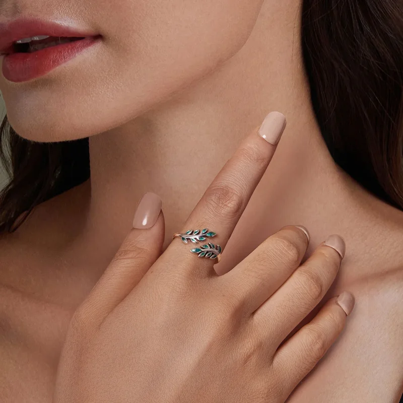 (imagine pentru) Inel deschis frunze stil PANDORA - BSR542-E - Vizualizare 8