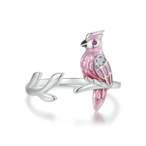 (imagine pentru) Inel deschis papagal roz stil PANDORA - BSR551-E