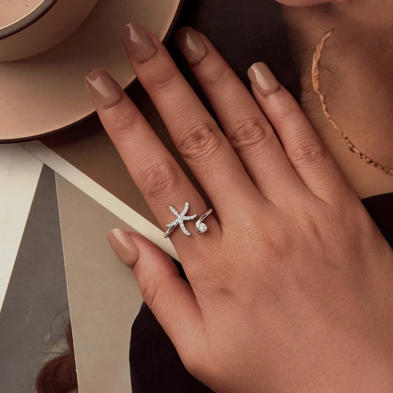 (imagine pentru) Inel deschis stil PANDORA Starfish - BSR560-E - Vizualizare 4