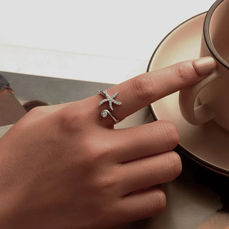 (imagine pentru) Inel deschis stil PANDORA Starfish - BSR560-E - Vizualizare 5