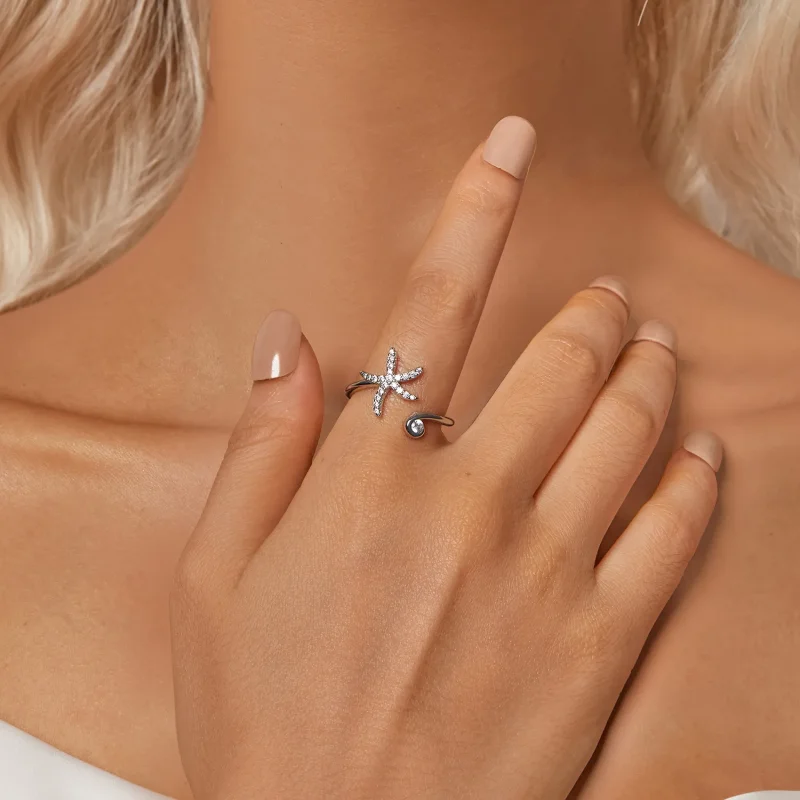 (imagine pentru) Inel deschis stil PANDORA Starfish - BSR560-E - Vizualizare 6