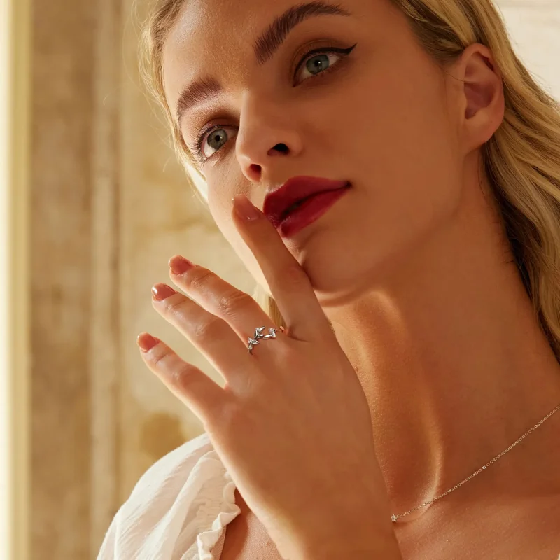 (imagine pentru) Inel Frunze Stil PANDORA - BSR562-E - Vizualizare 7