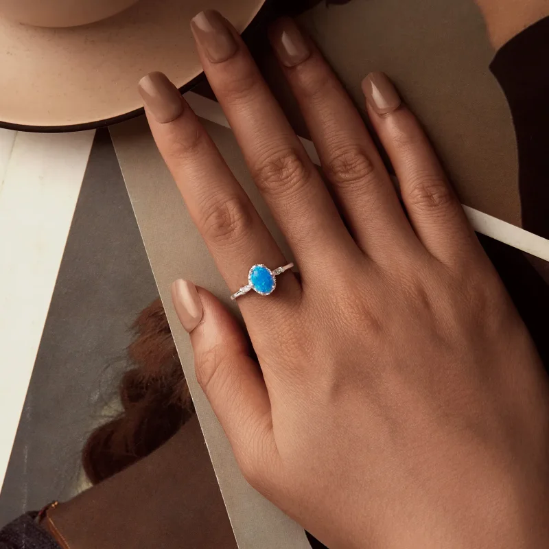(imagine pentru) Inel Coroana Stil PANDORA Blue Opal - BSR564 - Vizualizare 4