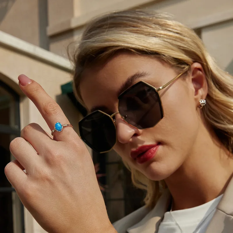 (imagine pentru) Inel Coroana Stil PANDORA Blue Opal - BSR564 - Vizualizare 7