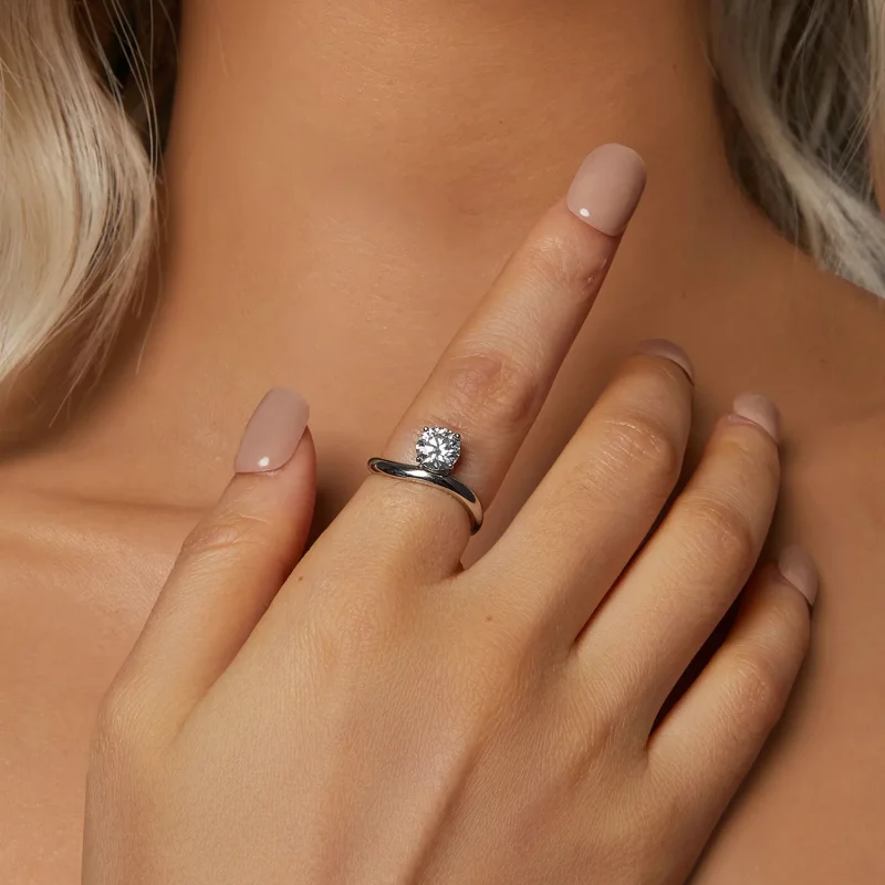 (imagine pentru) PANDORA Tip Simple 1ct Inel moissanit (cu un certificat) - MSR050 - Vizualizare 5