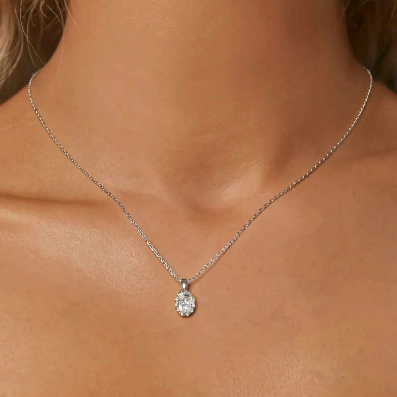 (imagine pentru) PANDORA Tip Brilliant Beauty 1ct Moissanite Colier (cu un certificat) - MSN035 - Vizualizare 5