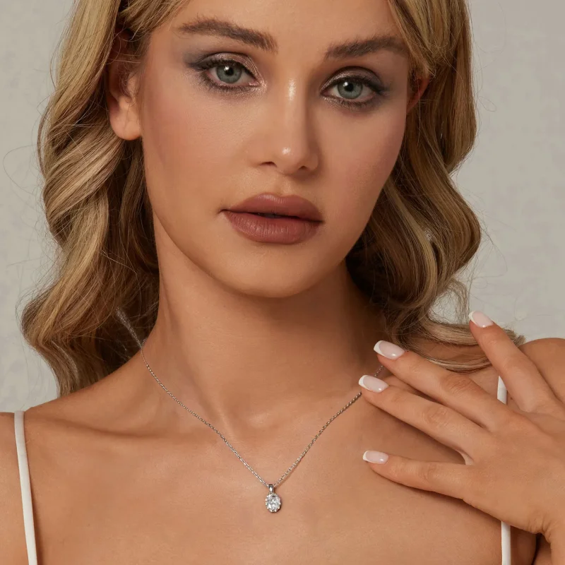 (imagine pentru) PANDORA Tip Brilliant Beauty 1ct Moissanite Colier (cu un certificat) - MSN035 - Vizualizare 6