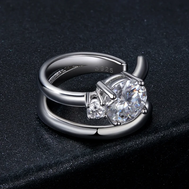 (imagine pentru) PANDORA Tip Double Moissanite Ear Cuff (cu un certificat) - MSE058 - Vizualizare 3