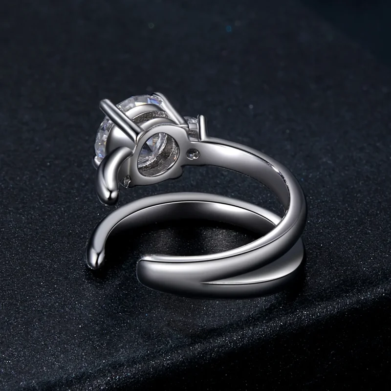 (imagine pentru) PANDORA Tip Double Moissanite Ear Cuff (cu un certificat) - MSE058 - Vizualizare 4