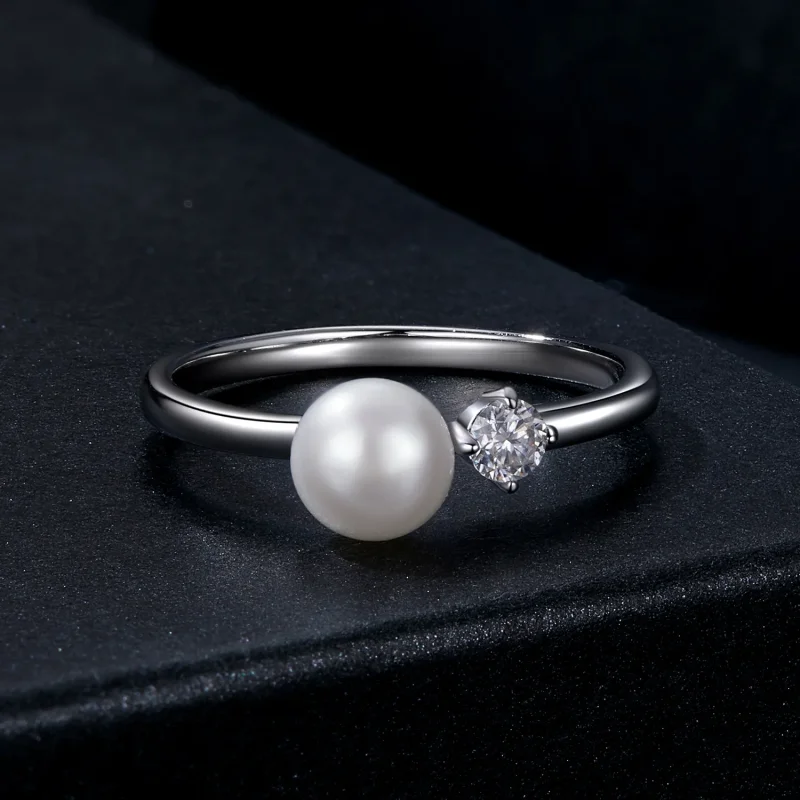 (imagine pentru) PANDORA Tip Inel moissanit cu perle naturale (cu un certificat) - MSR053 - Vizualizare 3