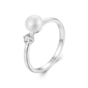 (imagine pentru) PANDORA Tip Inel moissanit cu perle naturale (cu un certificat) - MSR053