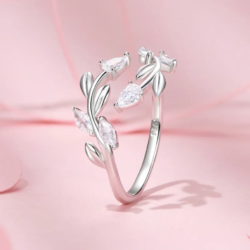 (imagine pentru) PANDORA Tip Leaf Wrap Open Ring - BSR552-E - Vizualizare 2