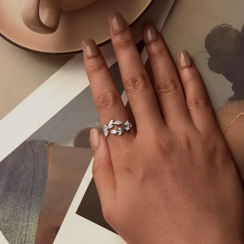 (imagine pentru) PANDORA Tip Leaf Wrap Open Ring - BSR552-E - Vizualizare 4