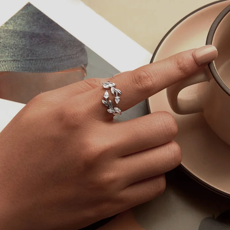 (imagine pentru) PANDORA Tip Leaf Wrap Open Ring - BSR552-E - Vizualizare 5