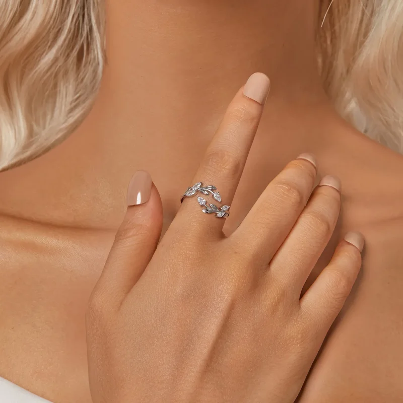 (imagine pentru) PANDORA Tip Leaf Wrap Open Ring - BSR552-E - Vizualizare 6