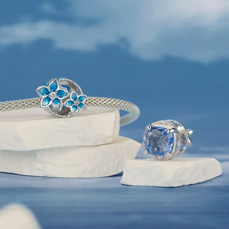 (imagine pentru) Stil PANDORA Breloc cu flori mici de delphinium - BSC1029 - Vizualizare 4