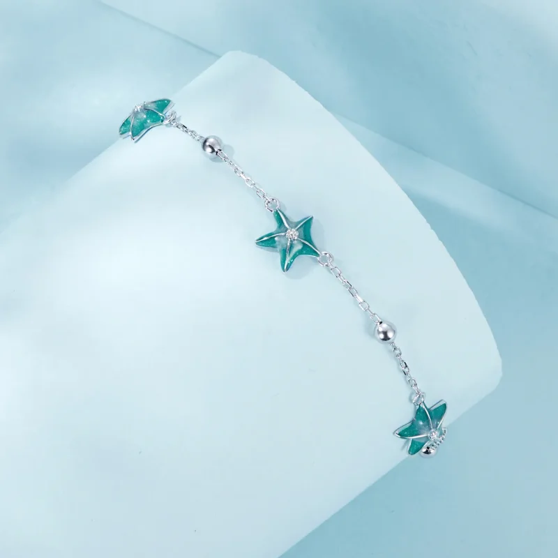 (imagine pentru) Braci de glezna stil PANDORA Starfish Teal - SCT026 - Vizualizare 2