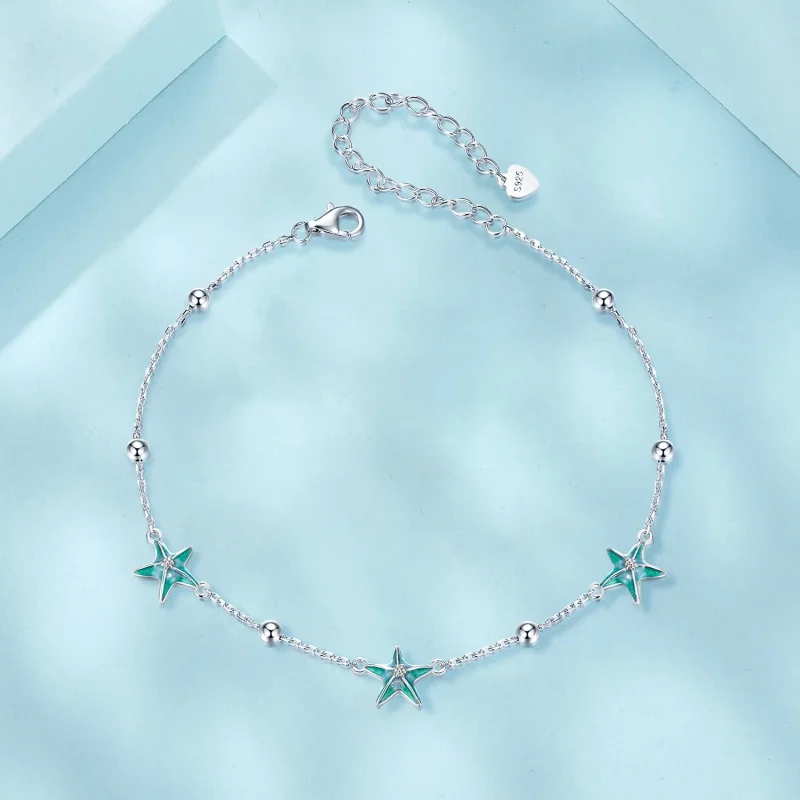 (imagine pentru) Braci de glezna stil PANDORA Starfish Teal - SCT026 - Vizualizare 3