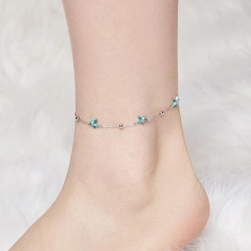 (imagine pentru) Braci de glezna stil PANDORA Starfish Teal - SCT026 - Vizualizare 4