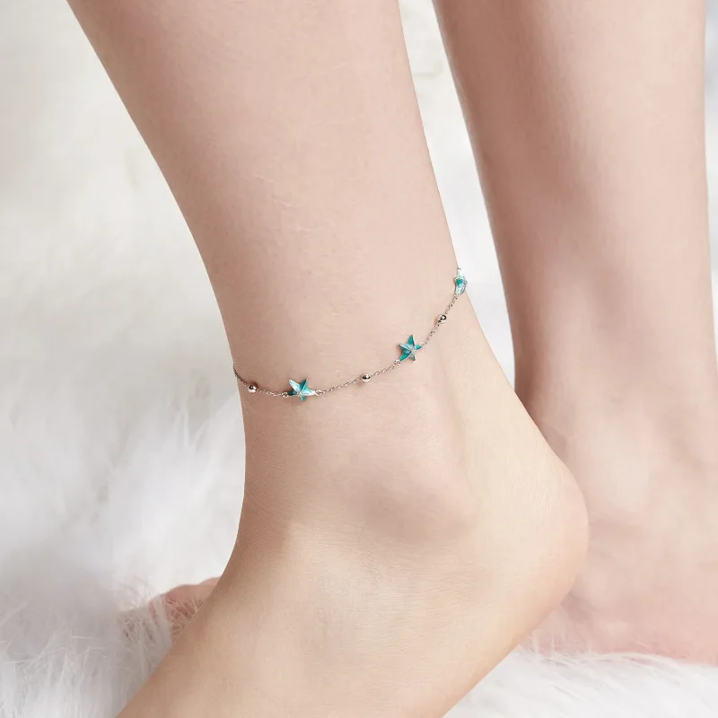 (imagine pentru) Braci de glezna stil PANDORA Starfish Teal - SCT026 - Vizualizare 5