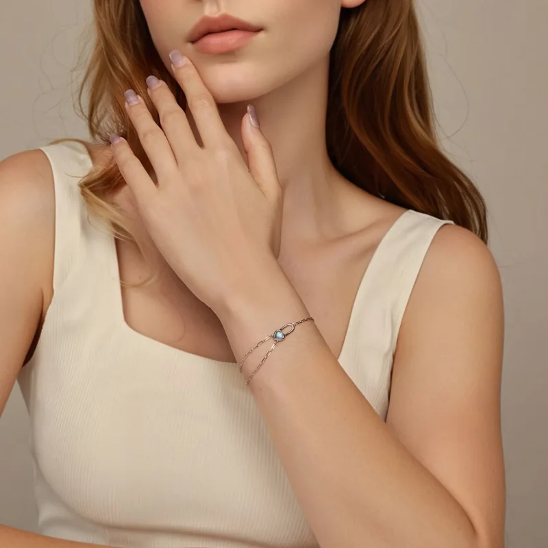 (imagine pentru) Brățară Acvamarin Natural Stil PANDORA - BSB191 - Vizualizare 7