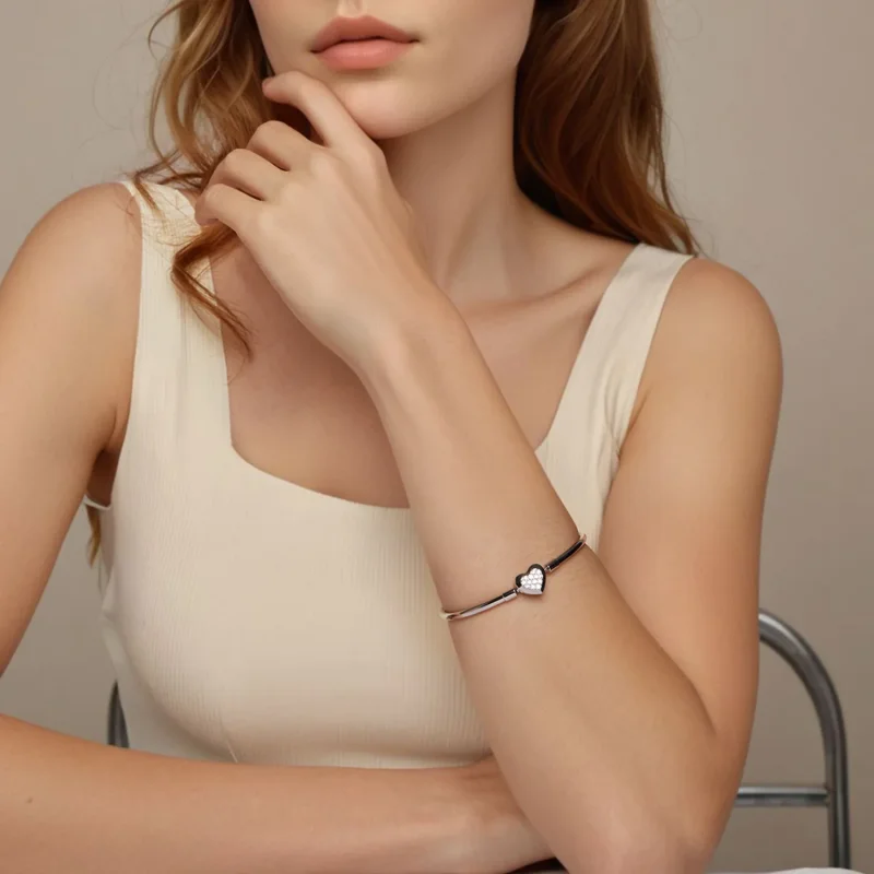 (imagine pentru) Brățară PANDORA Style Heart Basic - BSB192 - Vizualizare 7