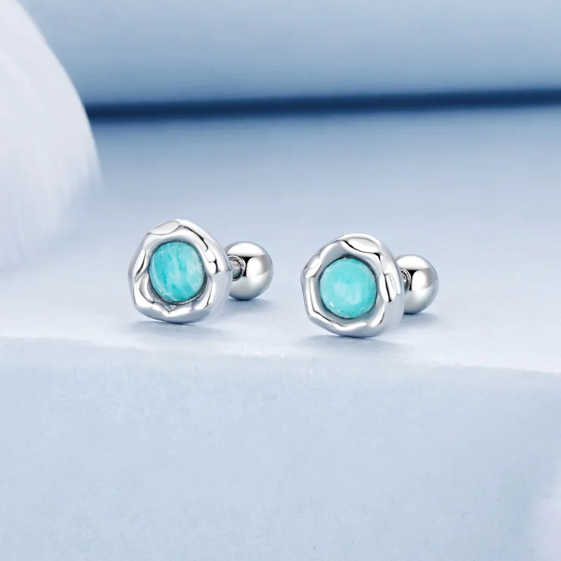 (imagine pentru) Cercei Amazonite Stil PANDORA - BSE1056 - Vizualizare 2