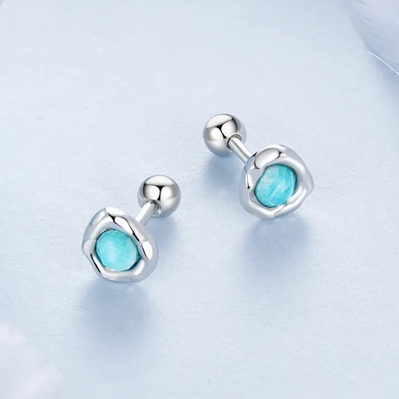(imagine pentru) Cercei Amazonite Stil PANDORA - BSE1056 - Vizualizare 3