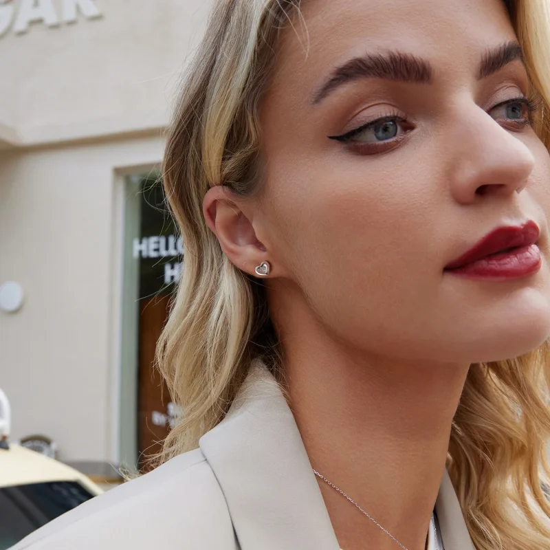 (imagine pentru) Cercei cu inimă Starburst în stil PANDORA - BSE1045 - Vizualizare 8