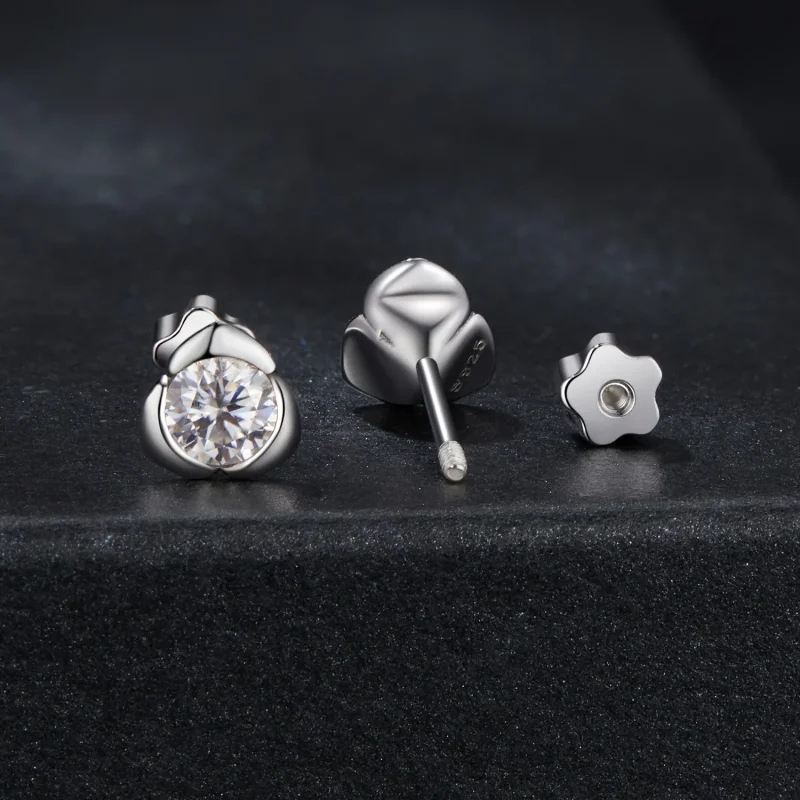 (imagine pentru) Cercei cu trandafir Moissanite Stil PANDORA (cu un certificat) - MSE071 - Vizualizare 2