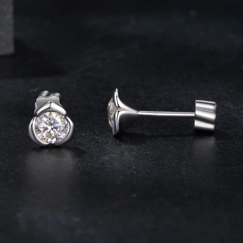 (imagine pentru) Cercei cu trandafir Moissanite Stil PANDORA (cu un certificat) - MSE071 - Vizualizare 4