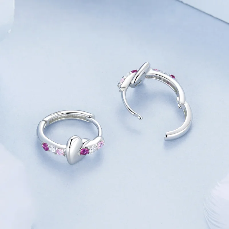 (imagine pentru) Cercei inimioare colorati stil PANDORA - BSE1049 - Vizualizare 4