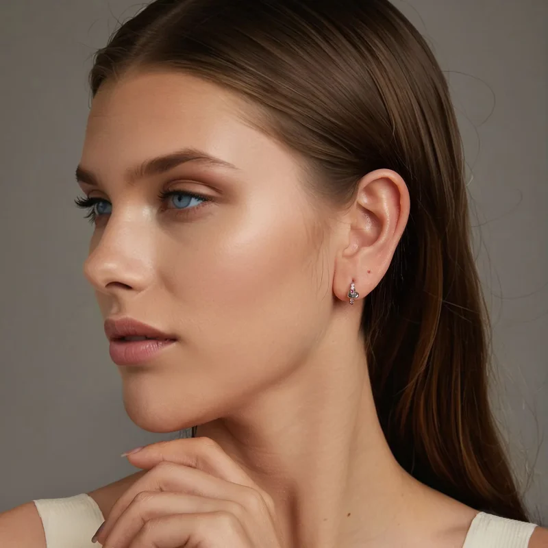 (imagine pentru) Cercei inimioare colorati stil PANDORA - BSE1049 - Vizualizare 7