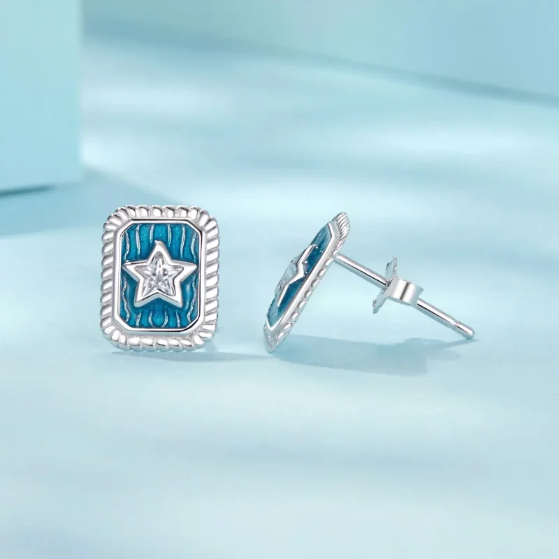 (imagine pentru) Cercei PANDORA Style Star Retro - SCE1796 - Vizualizare 4