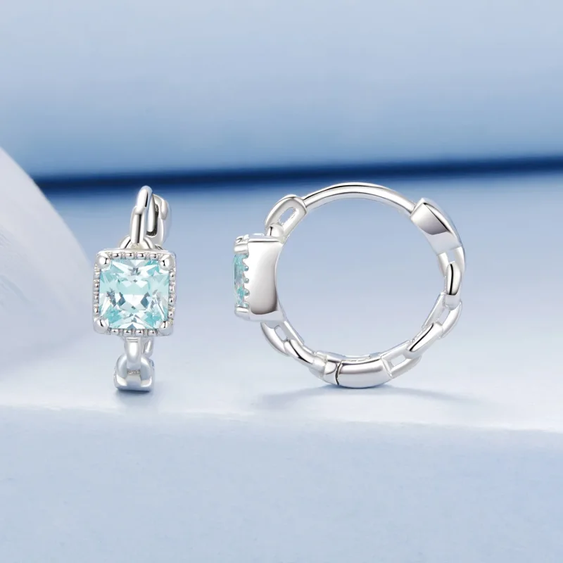 (imagine pentru) Cercei pătrați prințesă bleumarin în stil PANDORA - BSE1100 - Vizualizare 2
