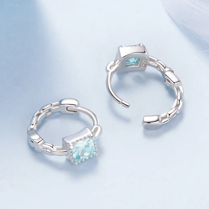 (imagine pentru) Cercei pătrați prințesă bleumarin în stil PANDORA - BSE1100 - Vizualizare 3
