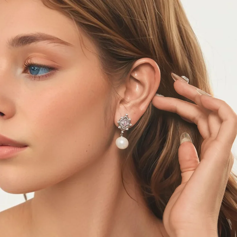 (imagine pentru) Cercei roz Starlight stil PANDORA - YIE246 - Vizualizare 8