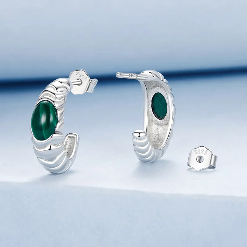 (imagine pentru) Cercei stil PANDORA Malachite - BSE1057 - Vizualizare 2