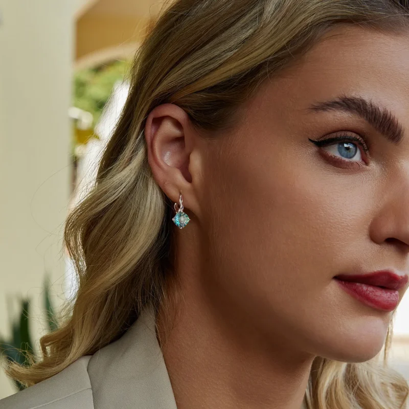 (imagine pentru) Cercei Turmaline Turcoaz Stil PANDORA - BSE1047 - Vizualizare 8