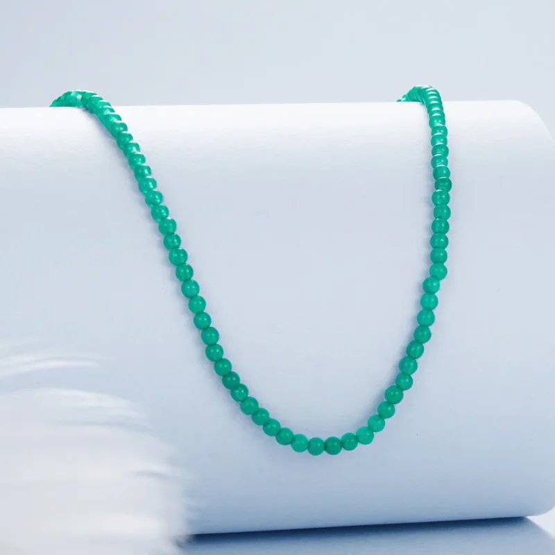 (imagine pentru) Colier claviculă cu agat verde stil PANDORA - BSN403 - Vizualizare 2