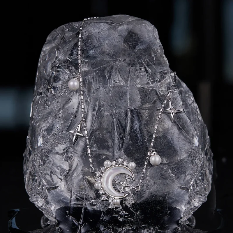 (imagine pentru) Colier Crescent Moon Stil PANDORA - YIN115 - Vizualizare 2