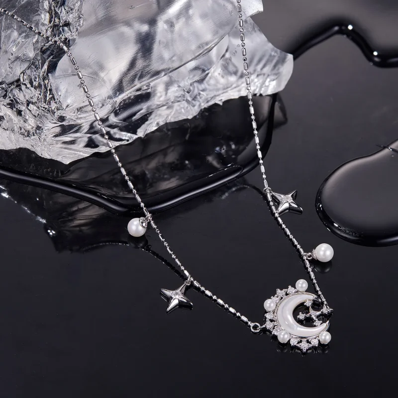 (imagine pentru) Colier Crescent Moon Stil PANDORA - YIN115 - Vizualizare 3
