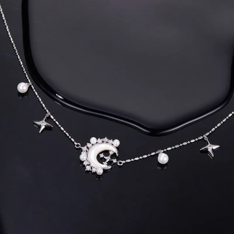 (imagine pentru) Colier Crescent Moon Stil PANDORA - YIN115 - Vizualizare 4
