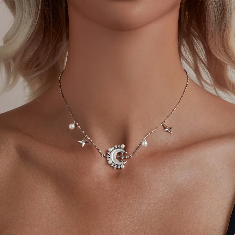 (imagine pentru) Colier Crescent Moon Stil PANDORA - YIN115 - Vizualizare 5