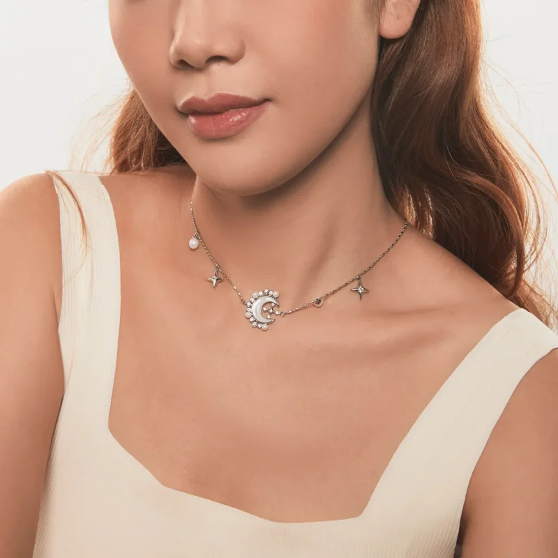 (imagine pentru) Colier Crescent Moon Stil PANDORA - YIN115 - Vizualizare 8