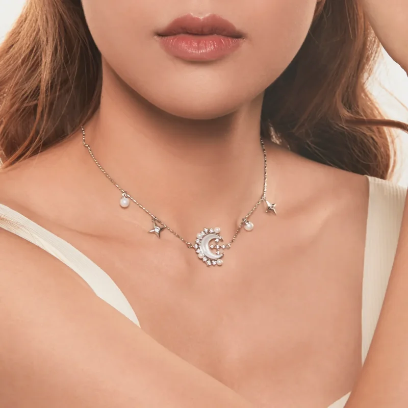 (imagine pentru) Colier Crescent Moon Stil PANDORA - YIN115 - Vizualizare 9